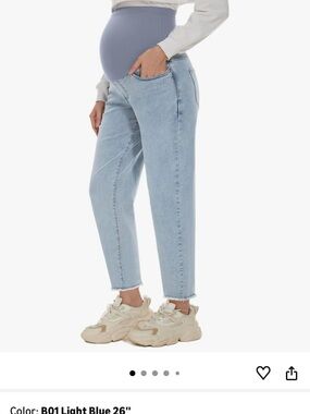 Light Blue Maternity Boyfriend Jeans with Panel